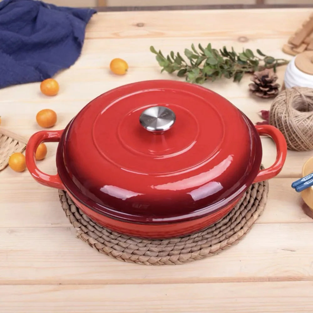 4.5L Cast Iron Dutch Oven Braiser Casserole Pan with Lid & Dual Handles – Designed for Searing, Braising, Roasting, Baking, Stews, Curries, Soups, One-Pot Meals and Everyday Cooking – Compatible with Induction & Gas Stoves