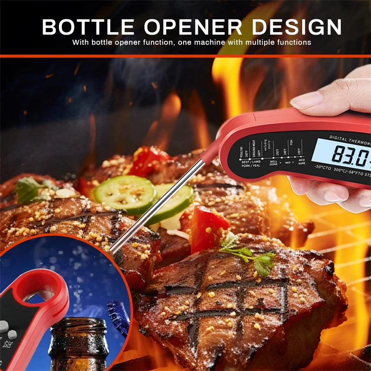 Waterproof Digital Meat Thermometer – Instant Read Food & Liquid Thermometer with Stainless Steel Probe – Ideal for Cooking, Grilling & Baking