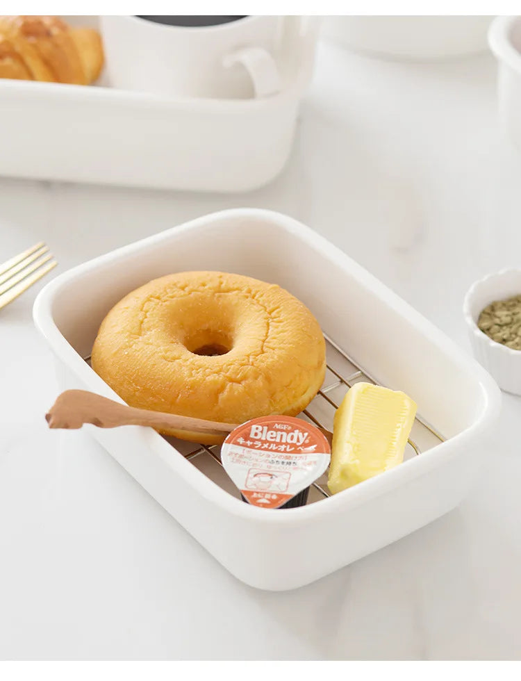 Ceramic Baking Dish with Removable Stainless Steel Rack