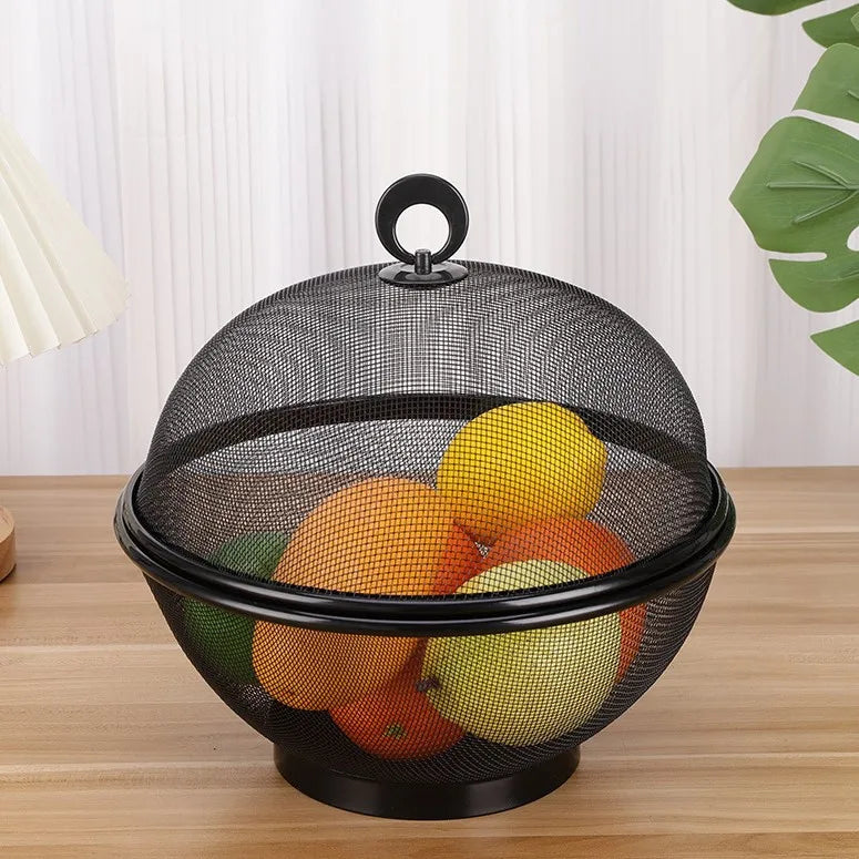 Modern Stainless Steel Mesh Fruit Basket with Bowl Base & Collapsible Cover – Breathable Design for Fly & Insect Protection – Ideal for Kitchen Use, Tables, Picnics & BBQs – Portable, Easy to Clean & Perfect for Storing Fruits and Vegetables