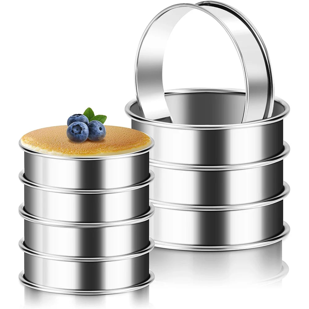 Stainless Steel Muffin & Crumpet Rings 8 Pieces