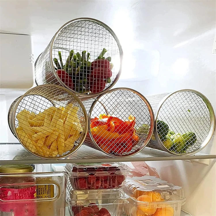 Stainless Steel Rolling BBQ Grill Basket