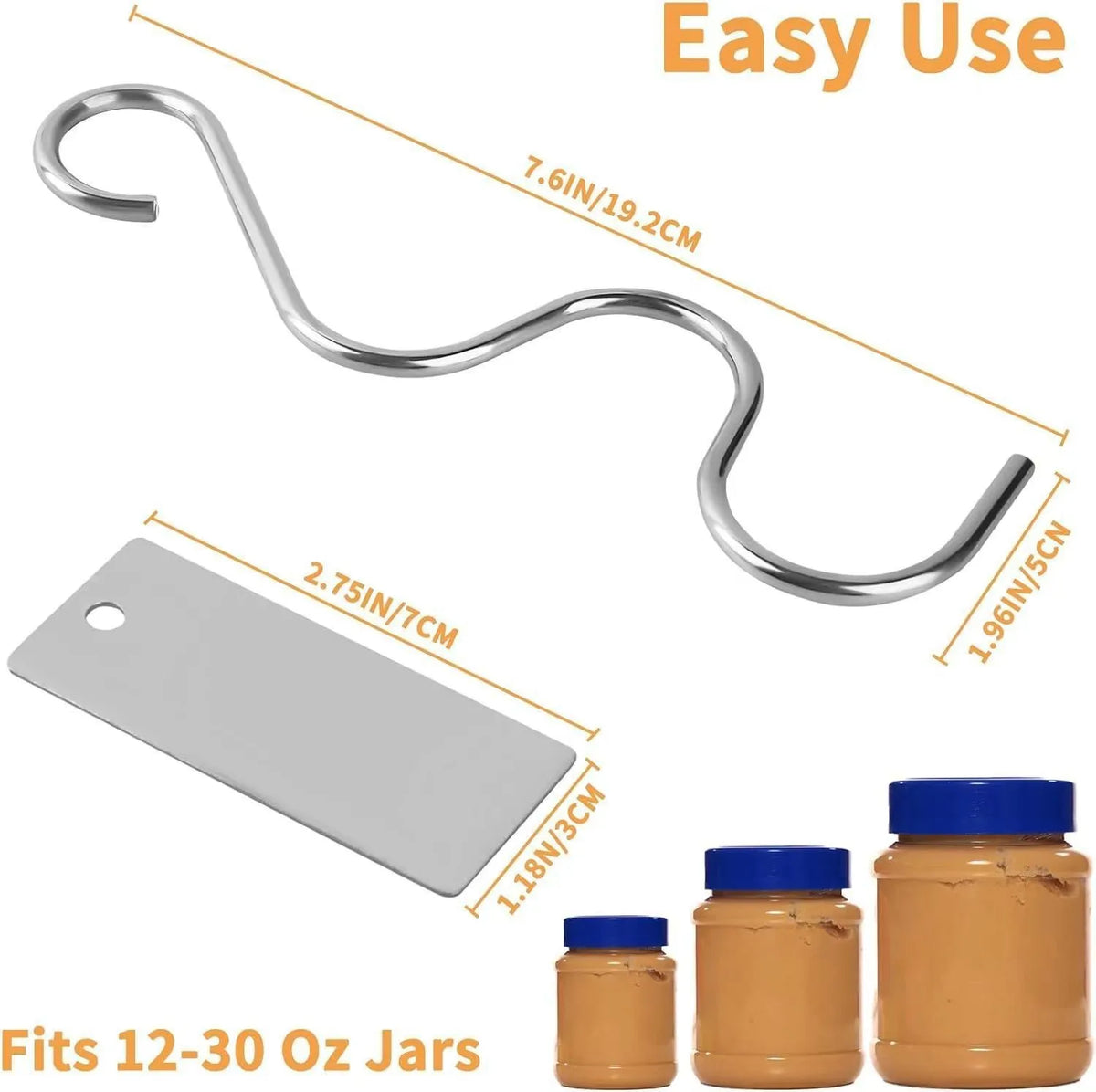 Stainless Steel Peanut Butter Mixer with Scraper – Nut Butter Stirrer & Jam Stirring Tool – Ideal for Mixing Natural Nut Butters in the Jar