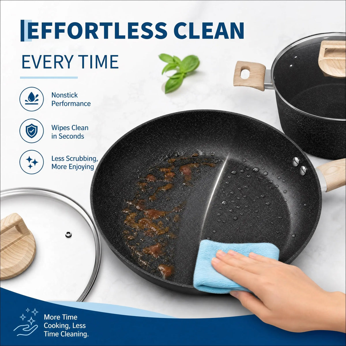 14 Piece Ceramic Non-Stick Cookware Set – PFAS-Free Induction Pots & Pans with Frying Pans, Saucepan, Sauté Pan & Stockpot – Perfect for New Homes & Family Cooking – Available in Black & White