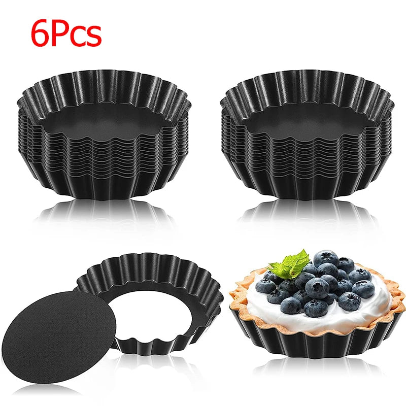 8cm Non-Stick Carbon Steel Mini Tart Pans with Removable Bottoms – Fluted Egg Tart Moulds – Great for Tarts, Quiches & Cupcakes – Available in 4 Pieces, 6 Pieces, 8 Pieces & 10 Pieces
