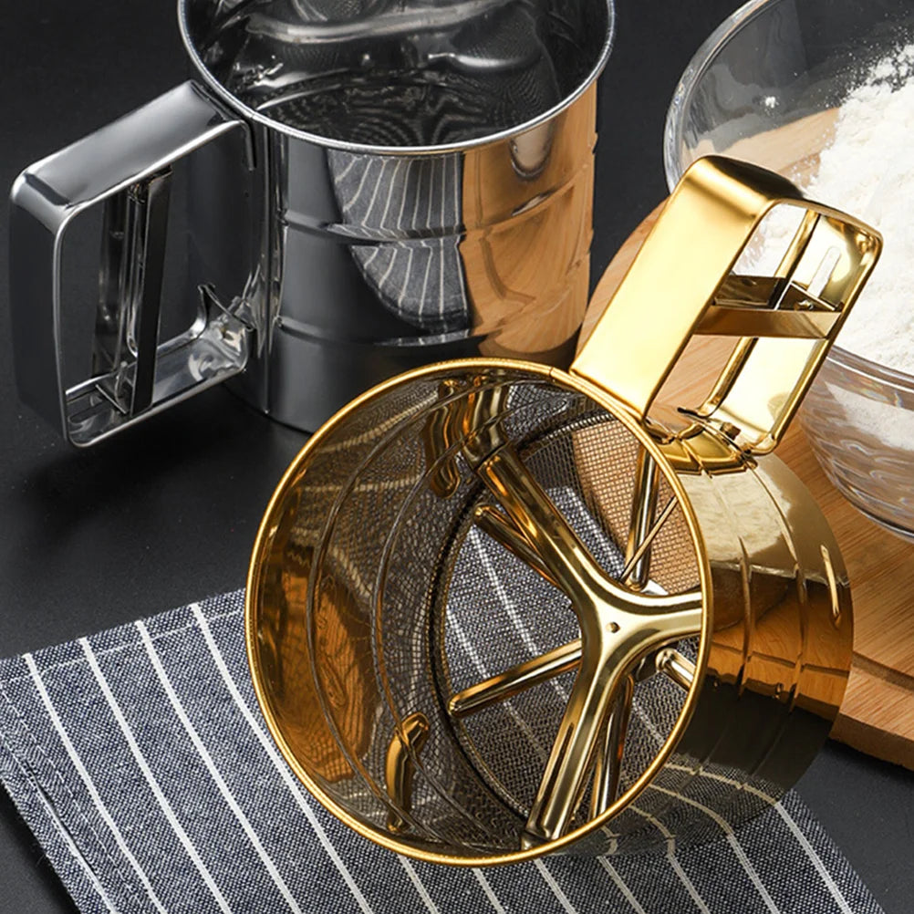 Strainer Stainless Steel Flour Sieve Baking Tool Sifter Metal Multipurpose Golden Cup