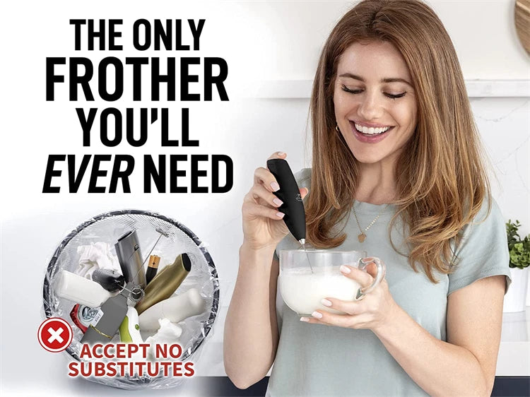 Handheld Electric Milk Frother – Stainless Steel Whisk Foam Maker & Drink Mixer – Great for Cappuccino, Latte, Hot Chocolate & Frappé – Available in White, Red, Black, Light Green & Silver Colours