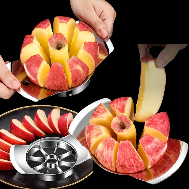 Stainless Steel Fruit Slicer & Peeler – Apple, Orange & Citrus Cutting Gadget – Best for Quick Fruit Prep & Snacks