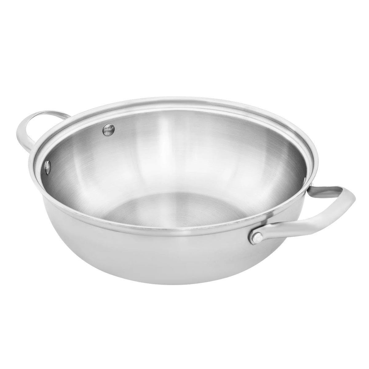 Stainless Steel Double Handle Wok with Lid & Steamer Rack – Composite Steel Soup Pot & Stir-Fry Pan – Ideal for Soups, Steaming & Stir-Frying (26cm)