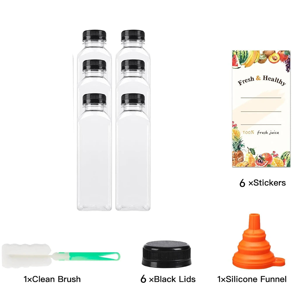 500ml Reusable PET Juice Bottles with Caps – BPA-Free Clear Drinks Containers – Perfect for Juicing, Smoothies, Milk & Cold Drinks – Available in Green, Blue & Black Colours Black 0.5L