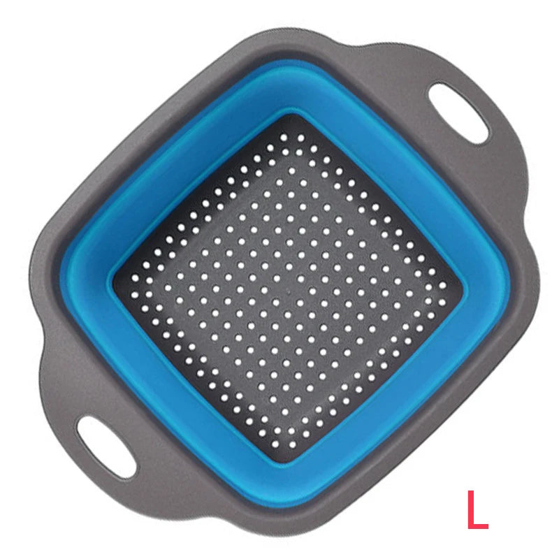 Square Collapsible Silicone Colander – Foldable Food, Fruit & Vegetable Strainer – Great for Draining Pasta & Saving Cupboard Space – Available in Green, Blue, Red & Orange Colours