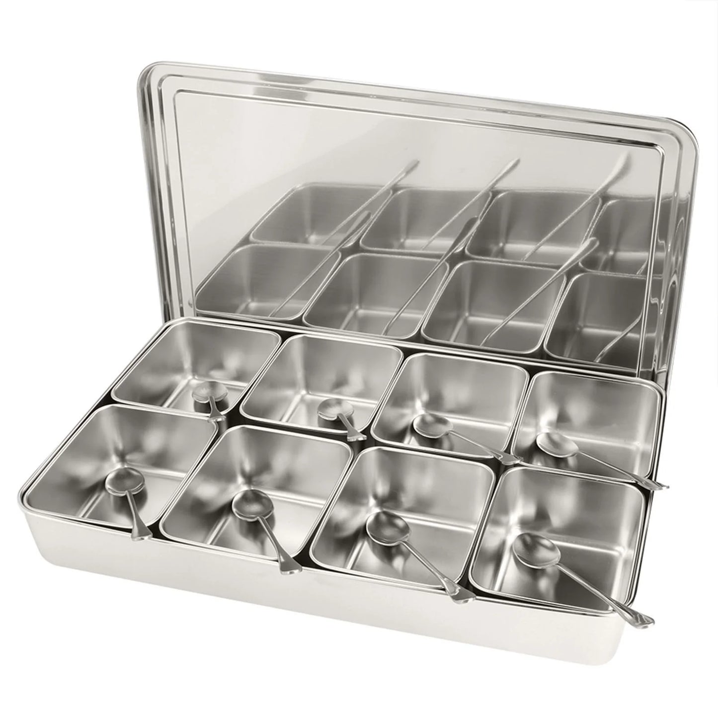 Aluminium Seasoning Box with 8 Compartments – Multi-Use Spice & Herb Organizer with Lid – Ideal for Storing Spices, Herbs & Condiments – Durable & Stylish for Modern Kitchens