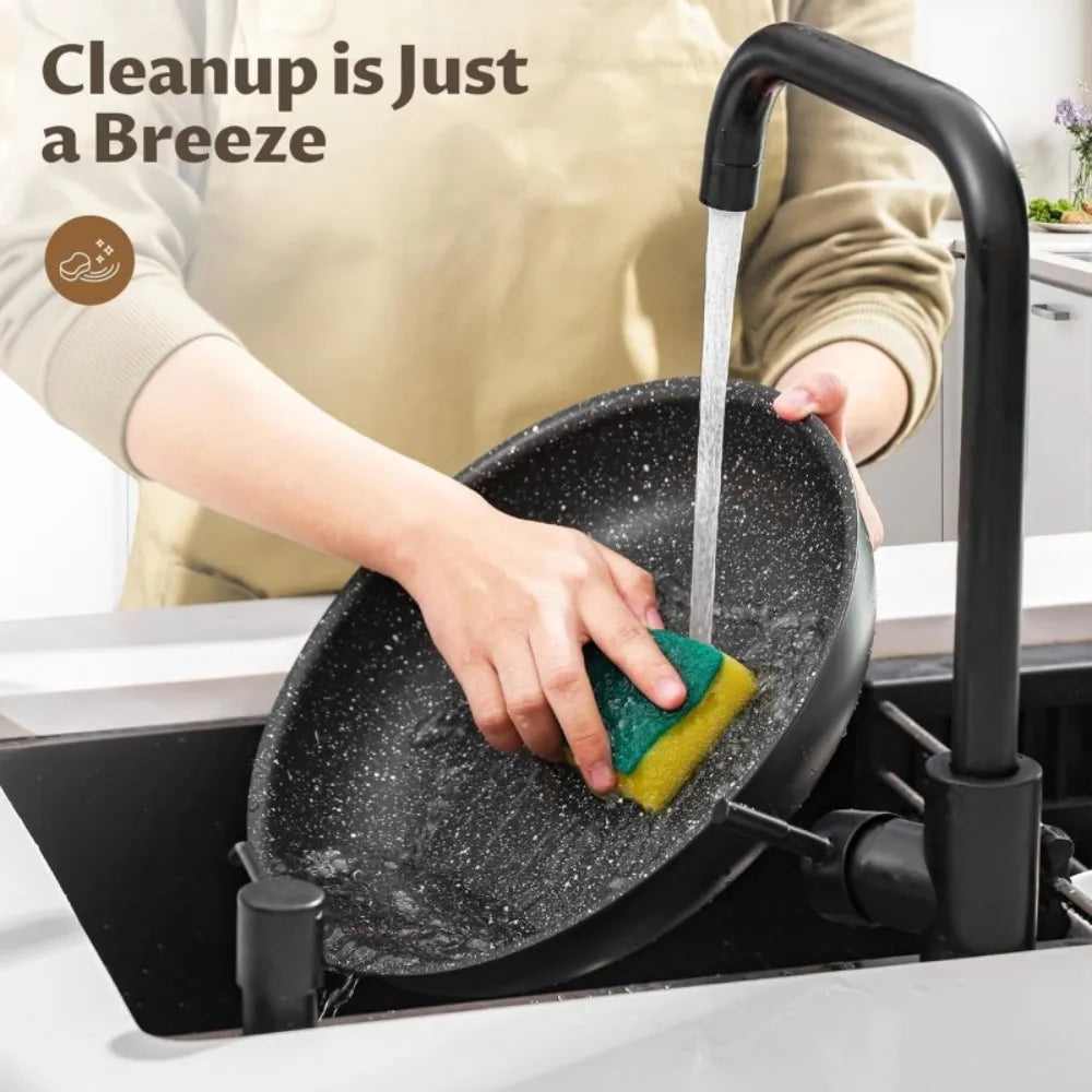 4 Piece Non-Stick Frying Pan Set with Detachable Handle – 23cm & 28cm Frying Pans & 28cm Sauté Pan – Great for Stove to Oven & Stackable Storage