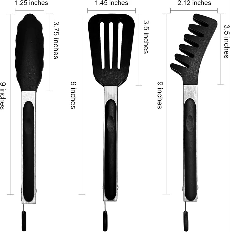 Stainless Steel Kitchen Tongs with Silicone Tips – Nonstick Cooking & BBQ Grilling Tongs – Best for Serving, Frying & Salads