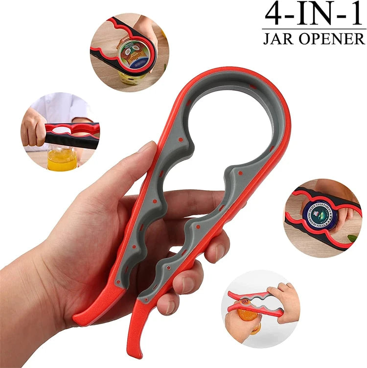 2 Piece 5 in 1 Jar & Bottle Opener Set – Multi-Function Can Opener for Weak Hands – Ideal for Seniors & Anyone with Grip Difficulties