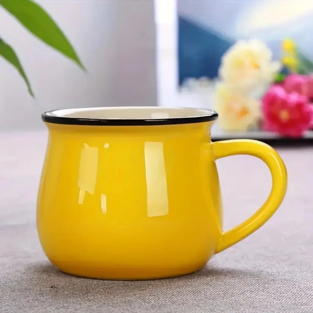 Nordic Ceramic Coffee & Tea Mug – Solid Colour Vintage Milk Cup, Available in 8 Colours & 2 Sizes (300ml / 400ml)