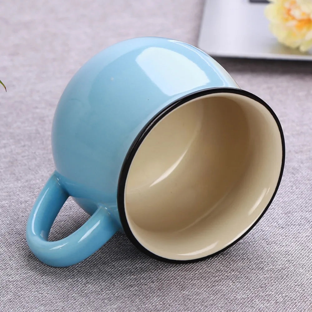 Nordic Ceramic Coffee & Tea Mug – Solid Colour Vintage Milk Cup, Available in 8 Colours & 2 Sizes (300ml / 400ml)