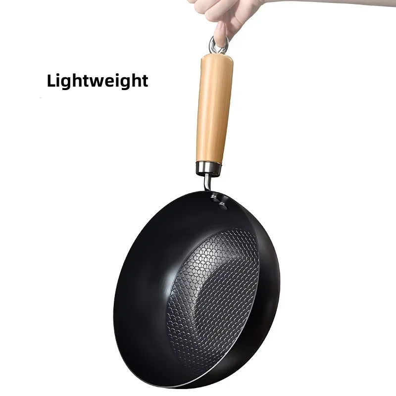 Small Non-Stick Wok with or without Glass Lid – Iron Stir-Fry Pan for Gas & Induction – Perfect for Single Servings, Eggs & Noodles – Available in 20cm & 24cm