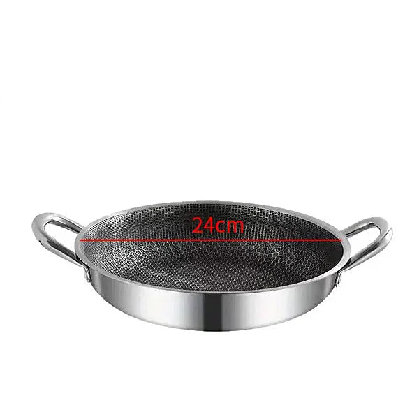 Honeycomb-Textured Stainless Steel Hybrid Wok & Stir-Fry Pan with Double Handles – Large Nonstick Pan, Available in 24cm/28cm