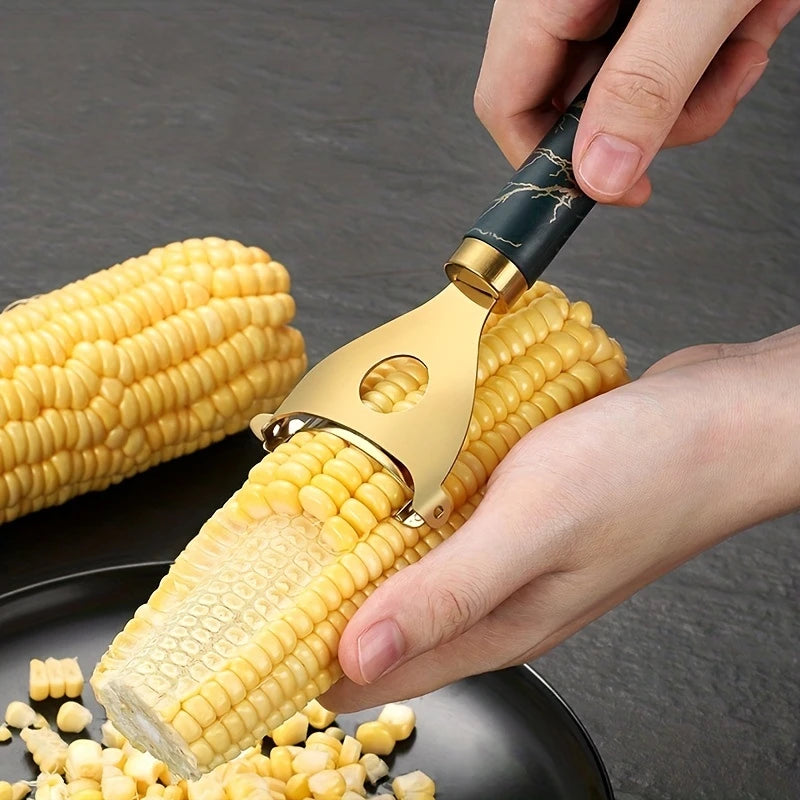 Golden & Silver Corn Stripper with Hanging Hook – 410 Stainless Steel Corn Kernel Peeler & Planer – Great for Sweetcorn, Salads & Salsas – Available in 1 & 2 Packs