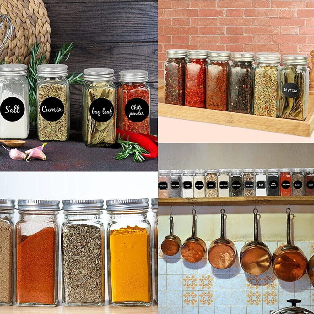 12 Piece Clear Glass Spice Bottle Set – 120ml Seasoning & Salt Jars with Adjustable Shaker Lids – Great for Organised Spice Cupboards