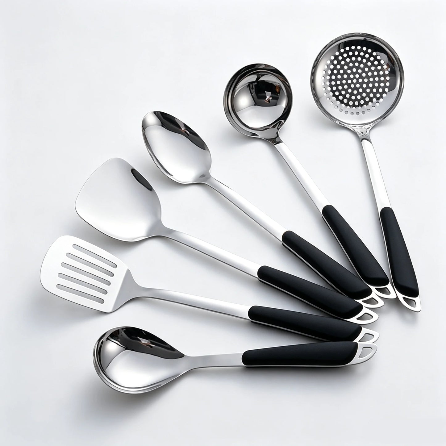 6-Piece Stainless Steel Kitchen Utensil Set with Ergonomic Handles