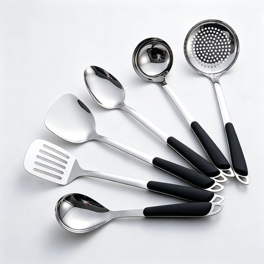 6-Piece Stainless Steel Kitchen Utensil Set with Ergonomic Handles