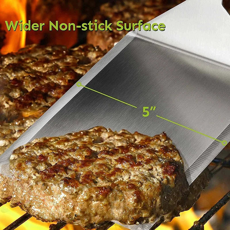 Stainless Steel Grill Spatula with Cutting Edge