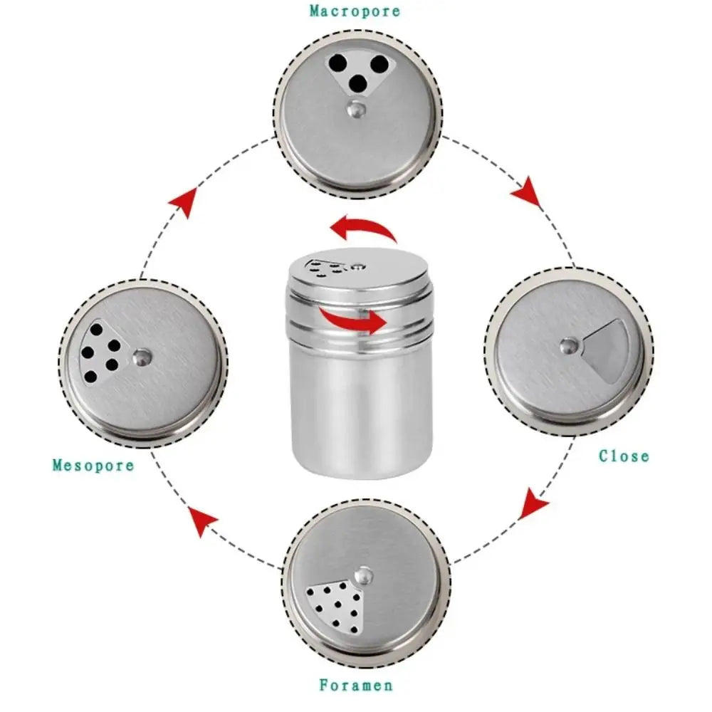 Stainless Steel Salt & Pepper Shaker with Rotating Lid – Seasoning Jar & Spice Dispenser – Great for Salt, Sugar, Pepper & Spices – Available in Small, Medium & Large