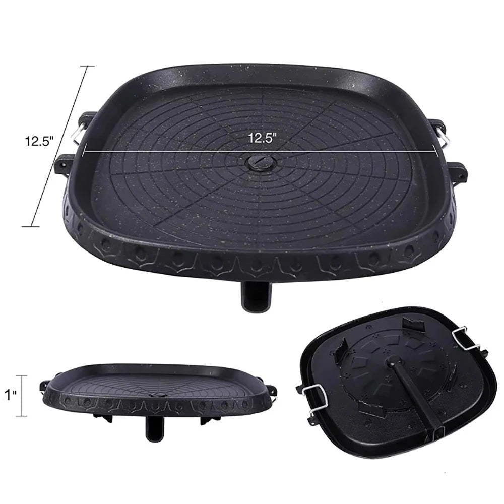 BBQ Grill Pan with a Maifan Stone coated surface Portable Nonstick Griddle for Indoor Outdoor