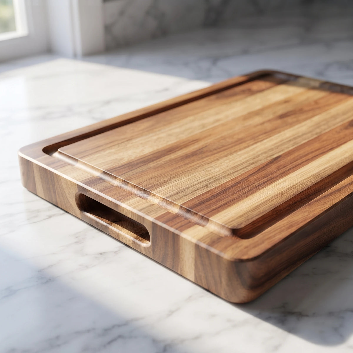 Extra Thick Acacia Wood Chopping Block – Large Heavy Duty Butcher Board with Juice Groove – Ideal for Roast Turkey, Meat & Veg – Available in 50.8 x 38cm & 61 x 45.7cm