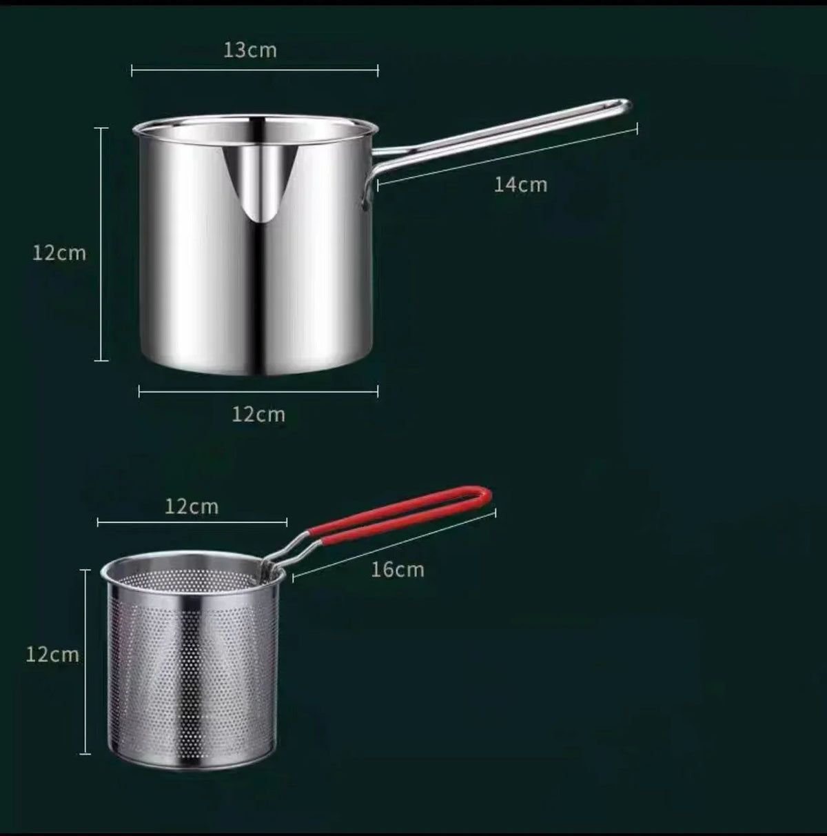 304 Stainless Steel Deep Fryer Pot with Frying Basket – Multi-Purpose Small Chip Pan & Cooking Pot – Great for Chicken, Fish & Chips