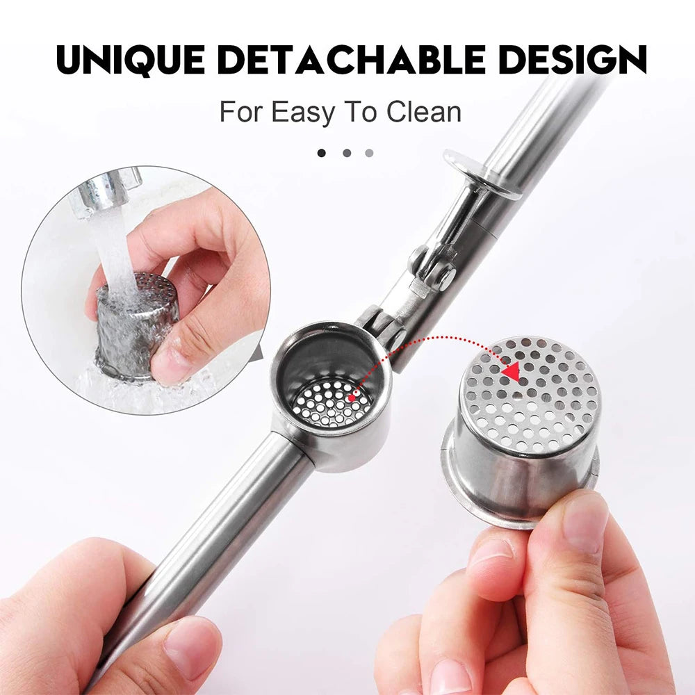 304 Stainless Steel Garlic Press – Heavy Duty Rustproof Garlic Mincer & Crusher – Ideal for Crushing Garlic & Ginger – Available in Small & Large