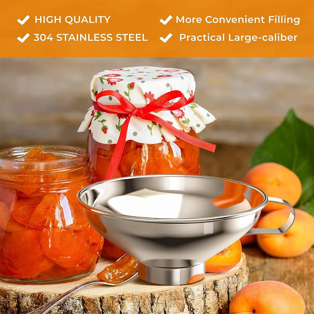Stainless Steel Wide Mouth Canning Funnel – Metal Jar Funnel for Filling Mason Jars – Great for Jams, Preserves & Dry Goods – Available in Small, Large & Set