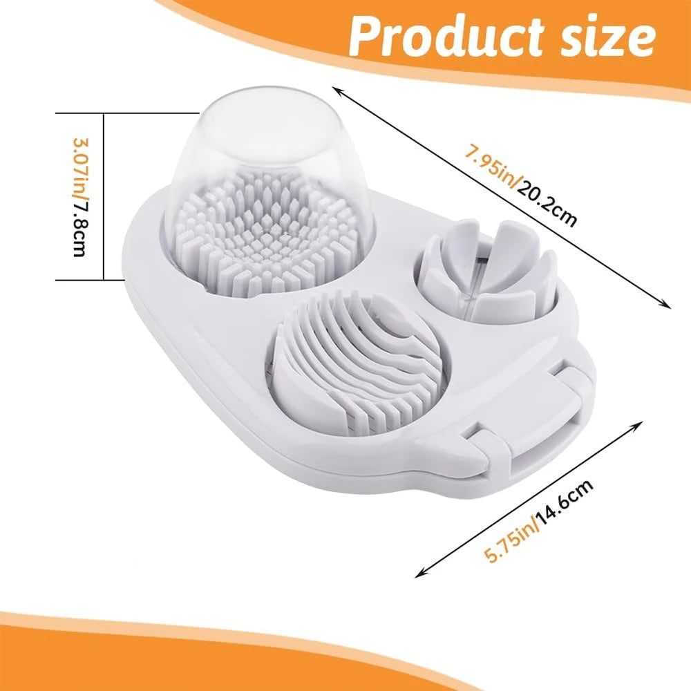 3 in 1 Stainless Steel Egg Slicer – Egg Cutter, Dicer & Wedger – Perfect for Boiled Eggs, Strawberries & Mushrooms – Available in White & Yellow Colours