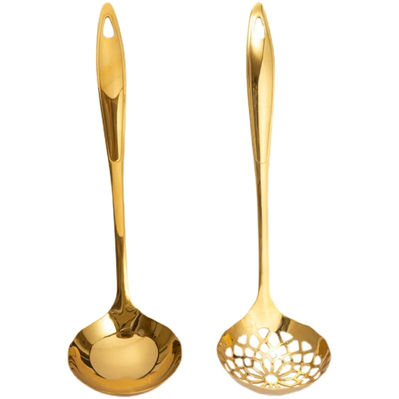 Golden Stainless Steel Solid Ladle & Skimmer Ladle