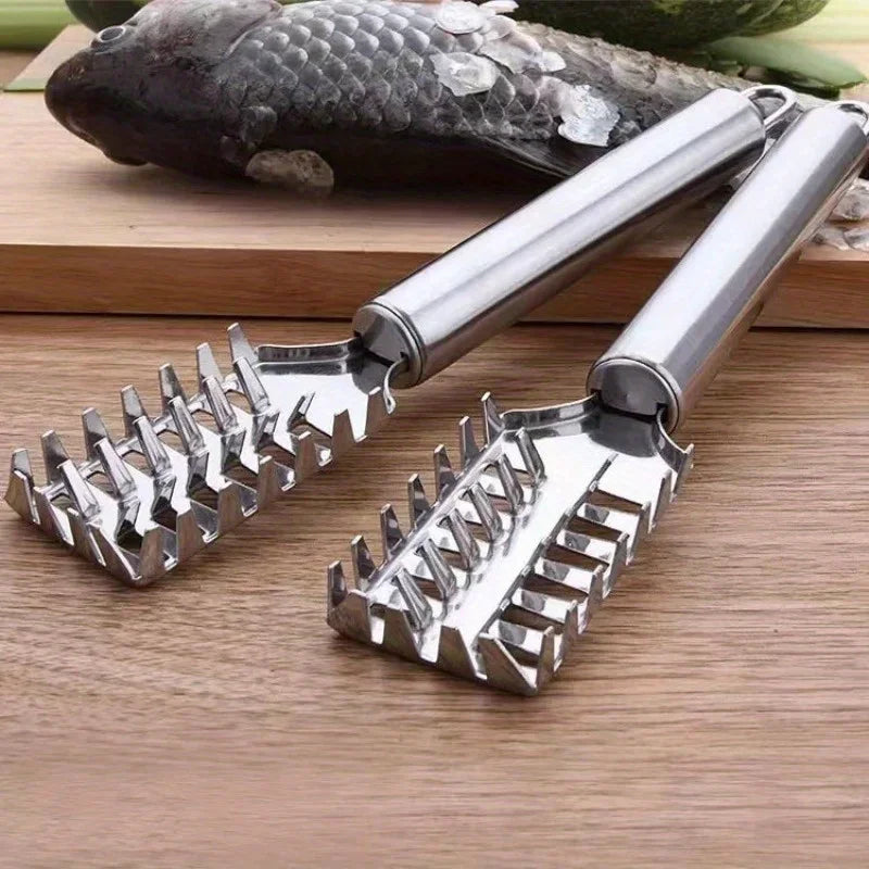 Stainless Steel Fish Scaler – Heavy Duty Sawtooth Fish Scale Remover – Great for Cleaning & Preparing Fresh Fish
