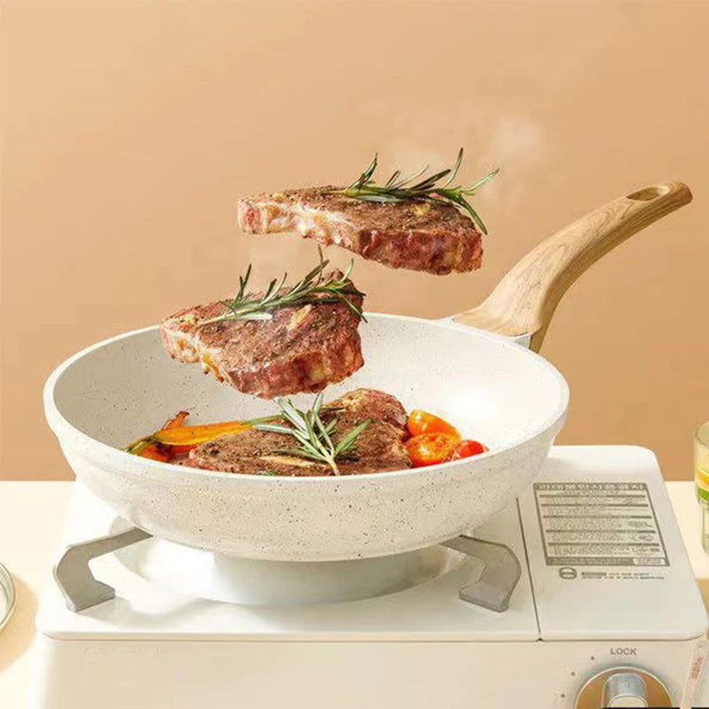 Non-Stick Stone-Coated Wok & Frying Pan – Natural Stone Coating Stir-Fry Pan for Gas & Induction – Best for Steaks, Stir-Fries & Sautéing – Available in 20cm, 24cm, 26cm & 28cm