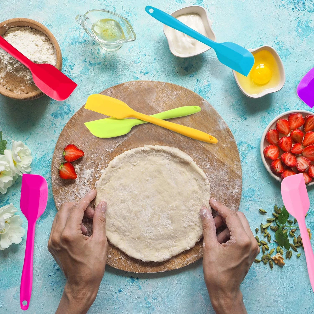 27cm Heat Resistant Silicone Spatula – Flexible Non-Stick Scraper for Baking & Cooking – Ideal for Mixing, Folding & Scraping Bowls – Available in Black, Blue, Orange, Pink, Red & Yellow Colours