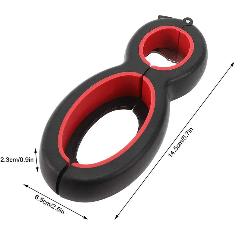 6-in-1 Multi-Function Can, Jar & Bottle Opener – Twist-Off Lid Gripper & Can Tapper – Ideal for Opening Stubborn Jars, Cans & Bottles