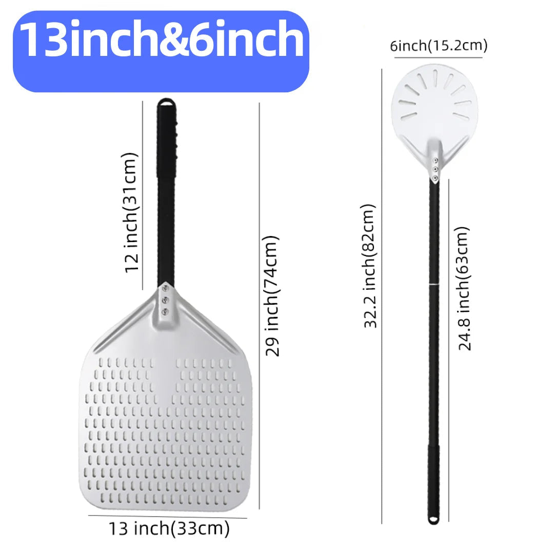 Aluminium Pizza Peel & Turning Paddle 13" & 6" Pizza Peel & Turning Paddle Set — Silver