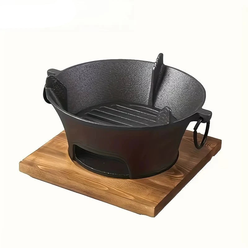 Portable Cast Iron Charcoal Stove – Suitable for Outdoor BBQ, Camping & Tabletop Cooking with Removable Grate