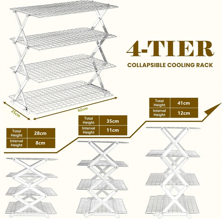 4-Tier Collapsible Stainless Steel UK Standard Shipping (7-12 business days) Prep: 1-3 days → Delivery: 7-12 days