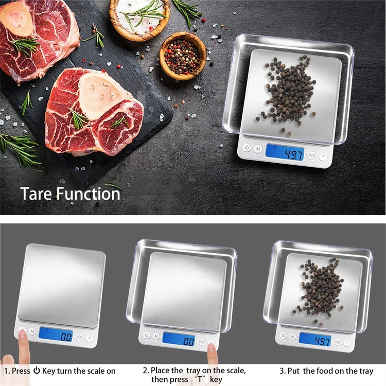 Digital Kitchen Scale with LCD Display and 2 Trays