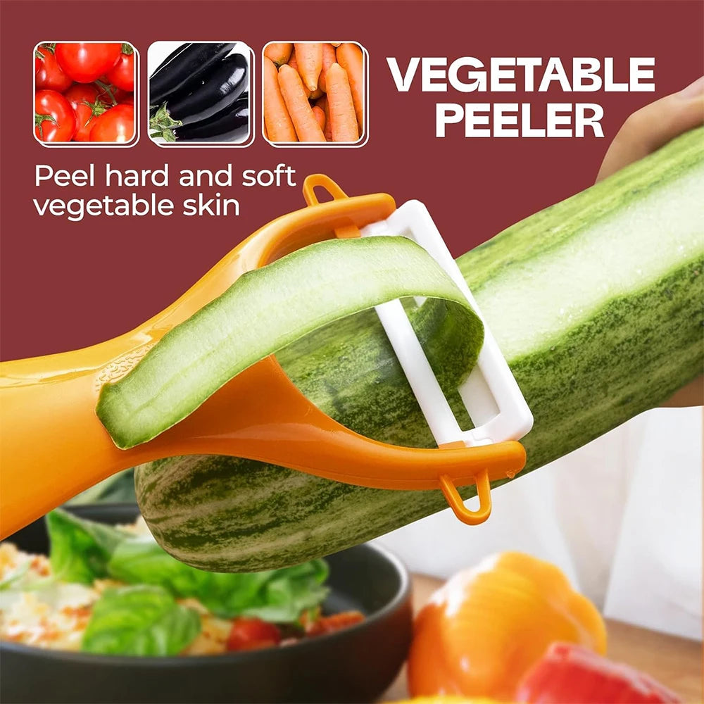 Ceramic Vegetable Peeler Set with Ergonomic Handles – Potato, Carrot & Apple Peelers – Perfect for Peeling Fruit & Vegetables – Available in Pastel & Bright 4 Piece Sets or Full 8 Piece Set