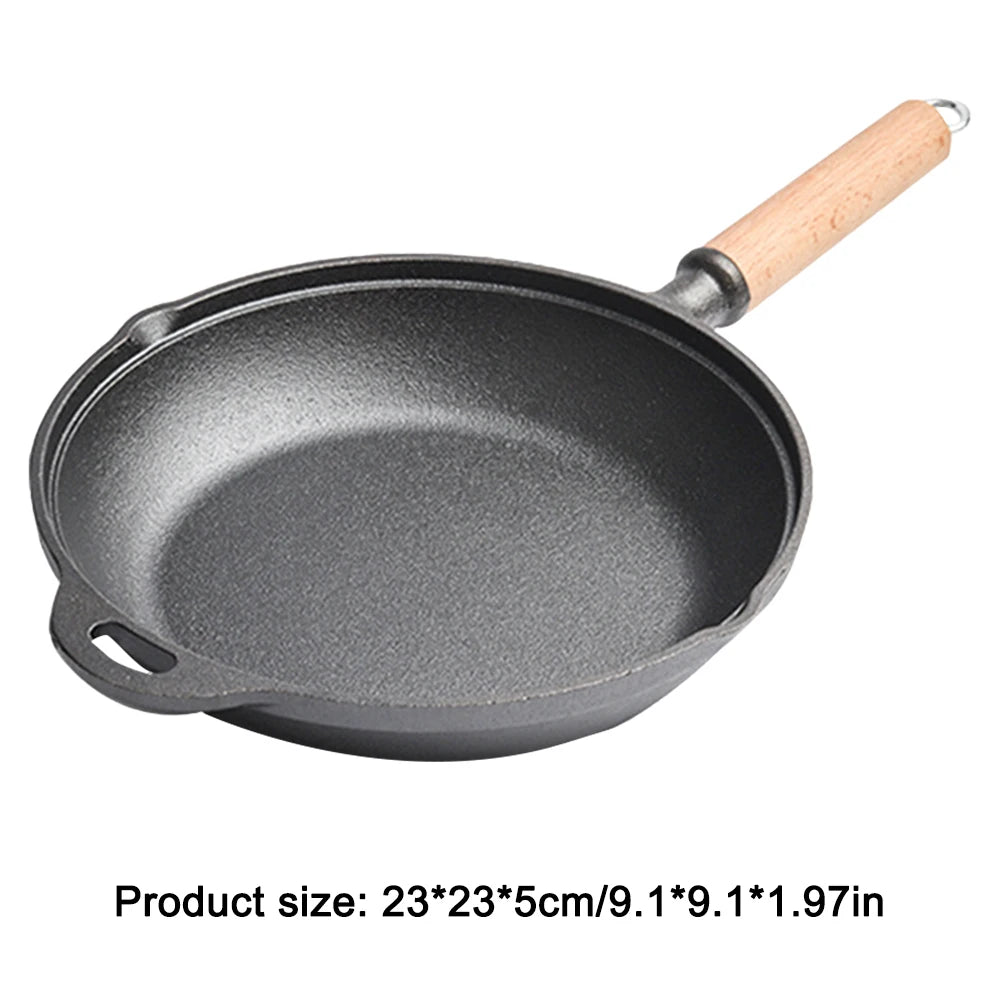 Preseasoned Cast Iron Skillet With Handle Chef Pan For Frying Grilling Indoor Outdoor Cooking