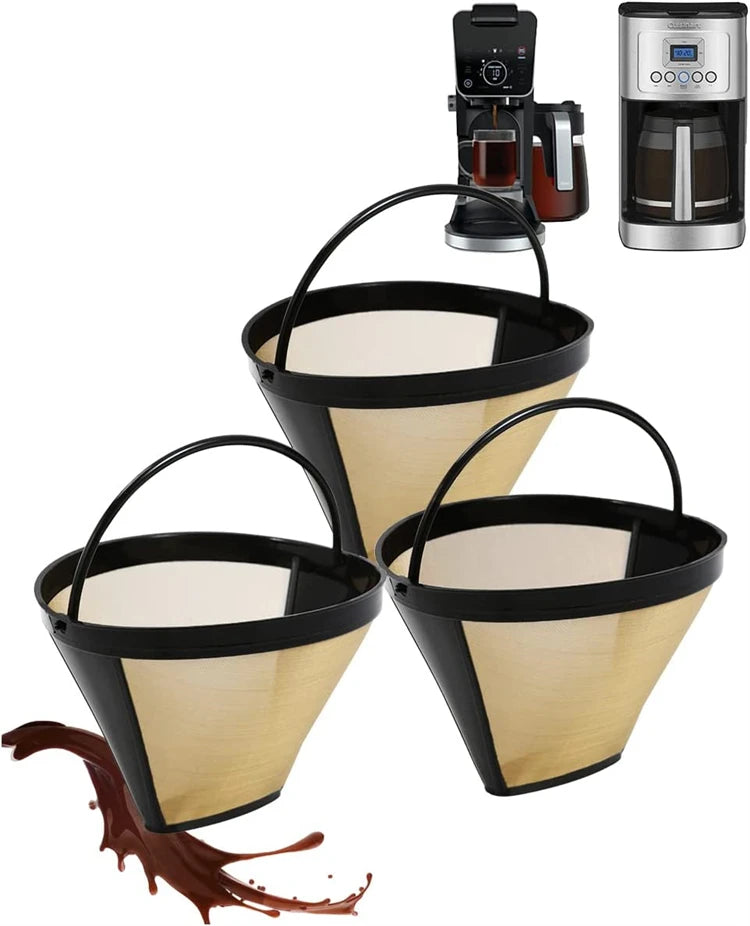 Reusable Stainless Steel Coffee Filter Cone – Permanent Basket Filter for Coffee Makers – Perfect for Everyday Filter Coffee – Available in 1 Piece & 2 Pieces