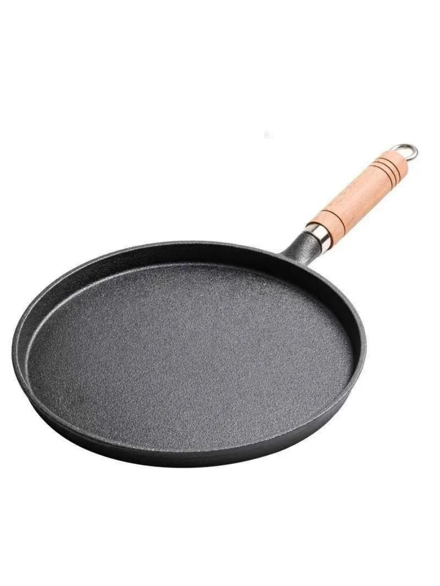 Flat Cast Iron Griddle Pan – Thickened Pre-Seasoned Crêpe & Pancake Skillet – Ideal for Tortillas, Pizza & Flatbreads – Available in 20cm, 23cm & 26cm
