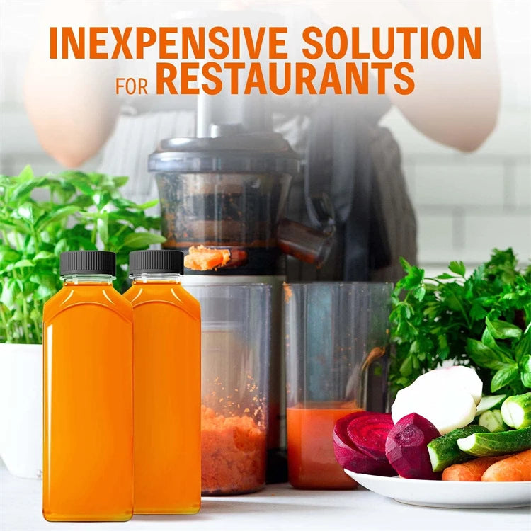500ml Reusable PET Juice Bottles with Caps – BPA-Free Clear Drinks Containers – Perfect for Juicing, Smoothies, Milk & Cold Drinks – Available in Green, Blue & Black Colours