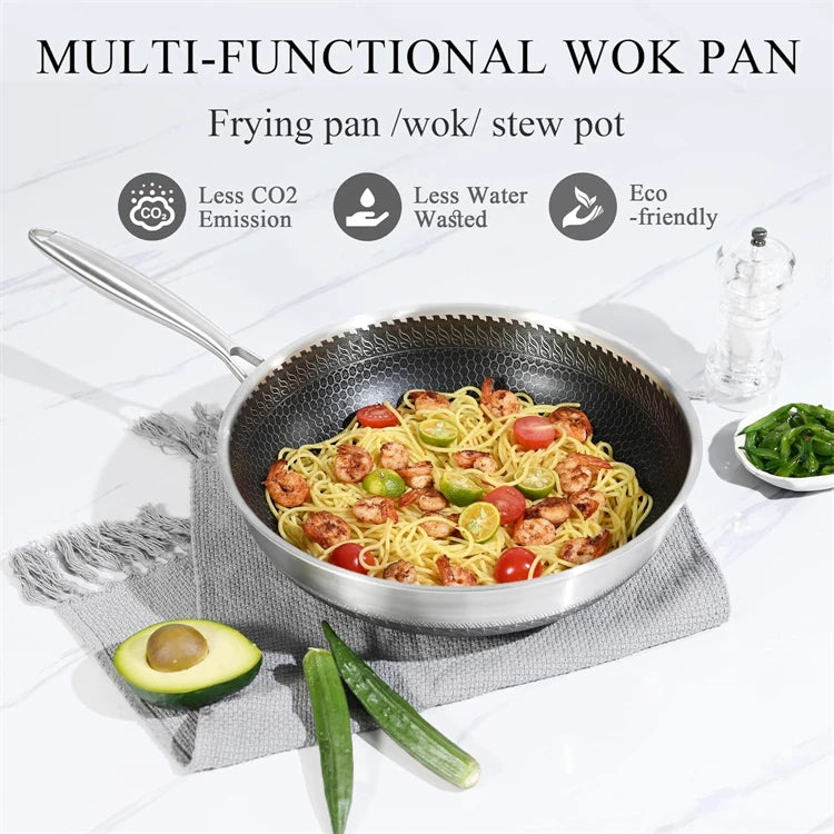 316 Stainless Steel Honeycomb Wok Pan